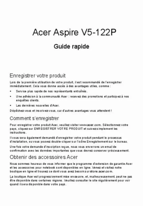 Mode d'emploi ACER ASPIRE V5-122P