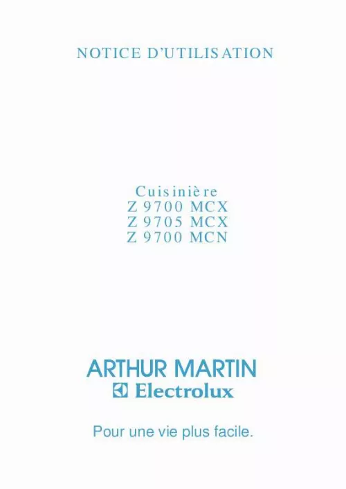 Mode d'emploi ARTHUR MARTIN Z9700MCN