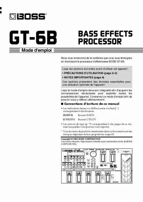 Mode d'emploi BOSS GT6B