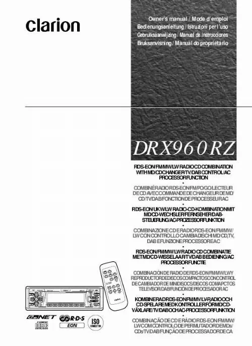 Mode d'emploi CLARION DRX960RZ