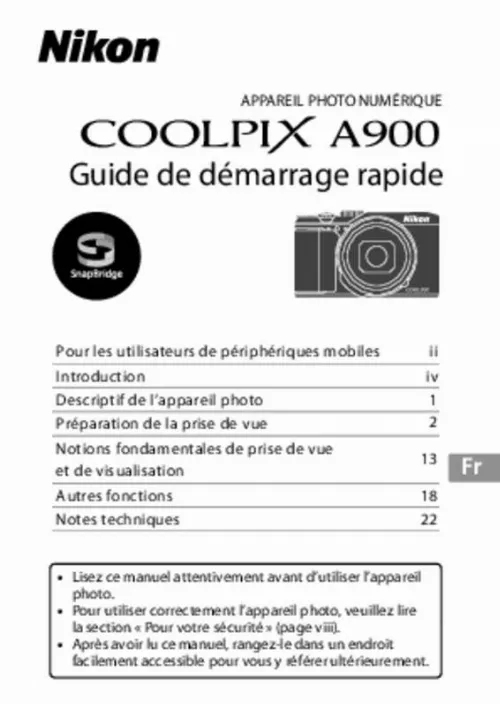 Mode d'emploi NIKON COOLPIX A900