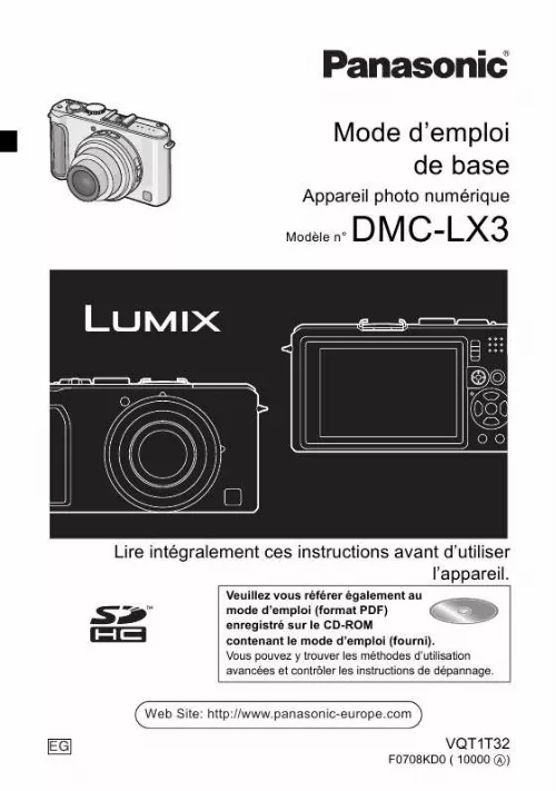 Mode d'emploi PANASONIC LUMIX DMC-LX3