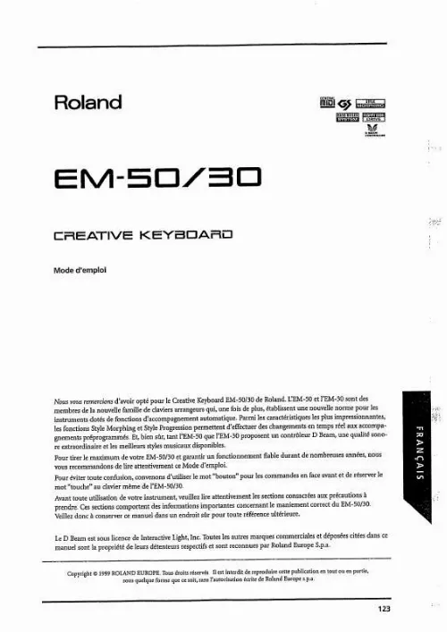 Mode d'emploi ROLAND EM-50