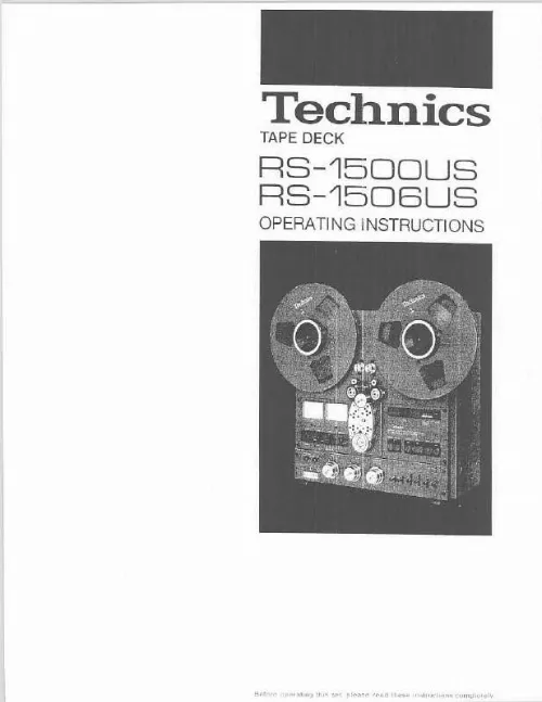 Mode d'emploi TECHNICS RS-1506