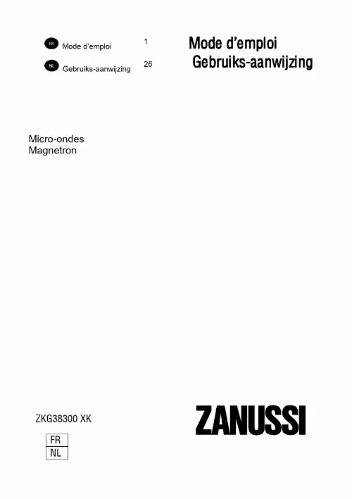 Mode d'emploi ZANUSSI ZKG38300XK